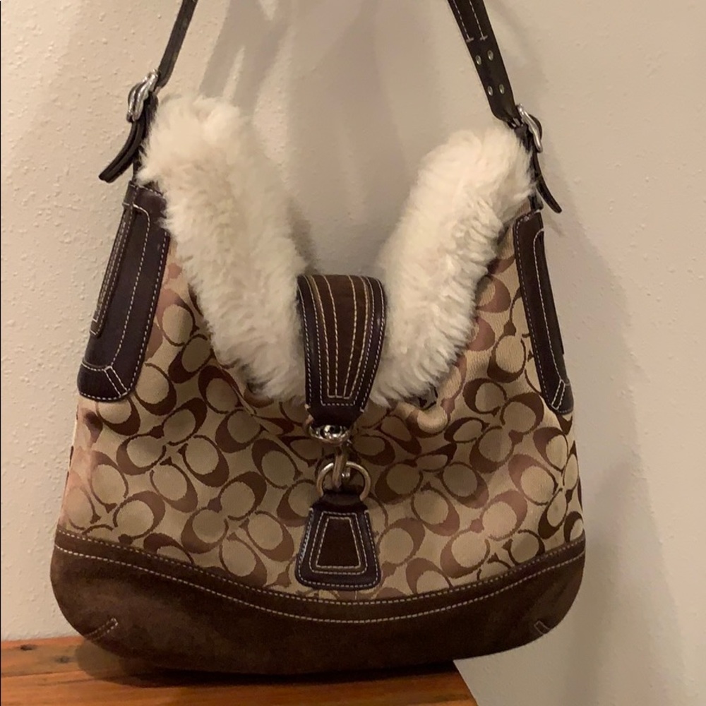 Coach vintage shearling shoulder purse